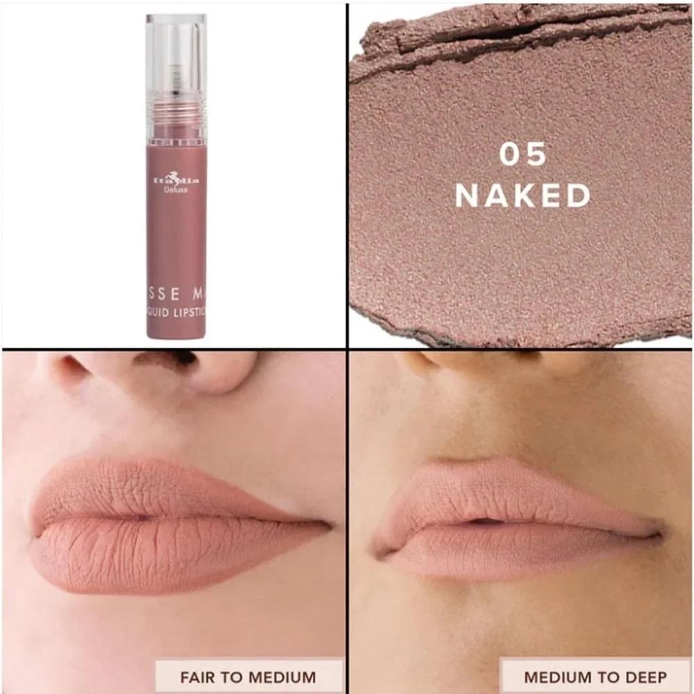 Italia Deluxe Mousse Matte Liquid Lipstick 05 Naked Neutral Velvet Finish New‎